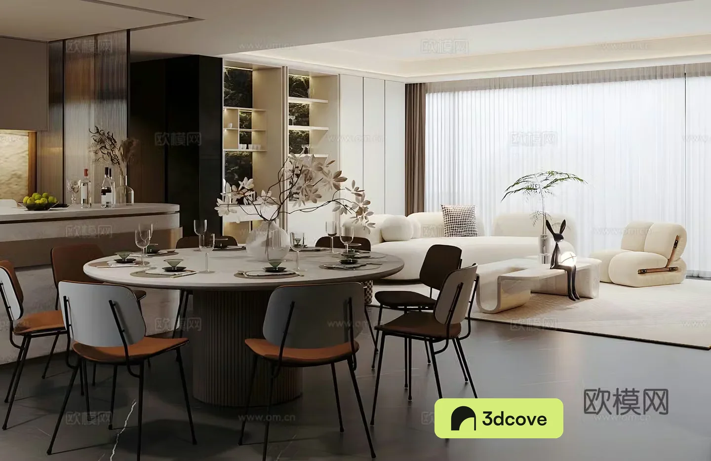 Light luxury Italian home living and dining room homeless lights modern living and dining room horizontal living and dining room