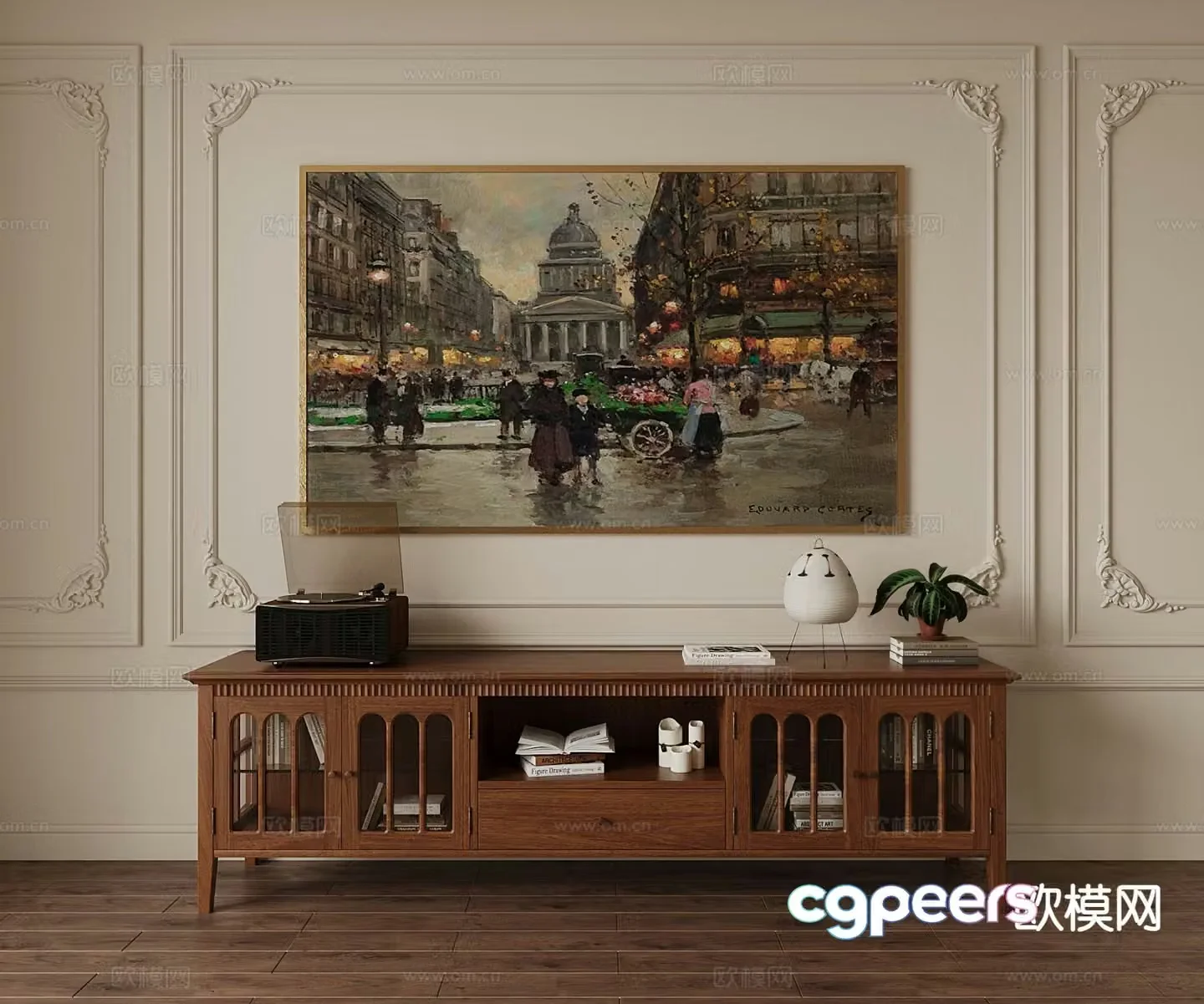 French TV cabinet 3d model