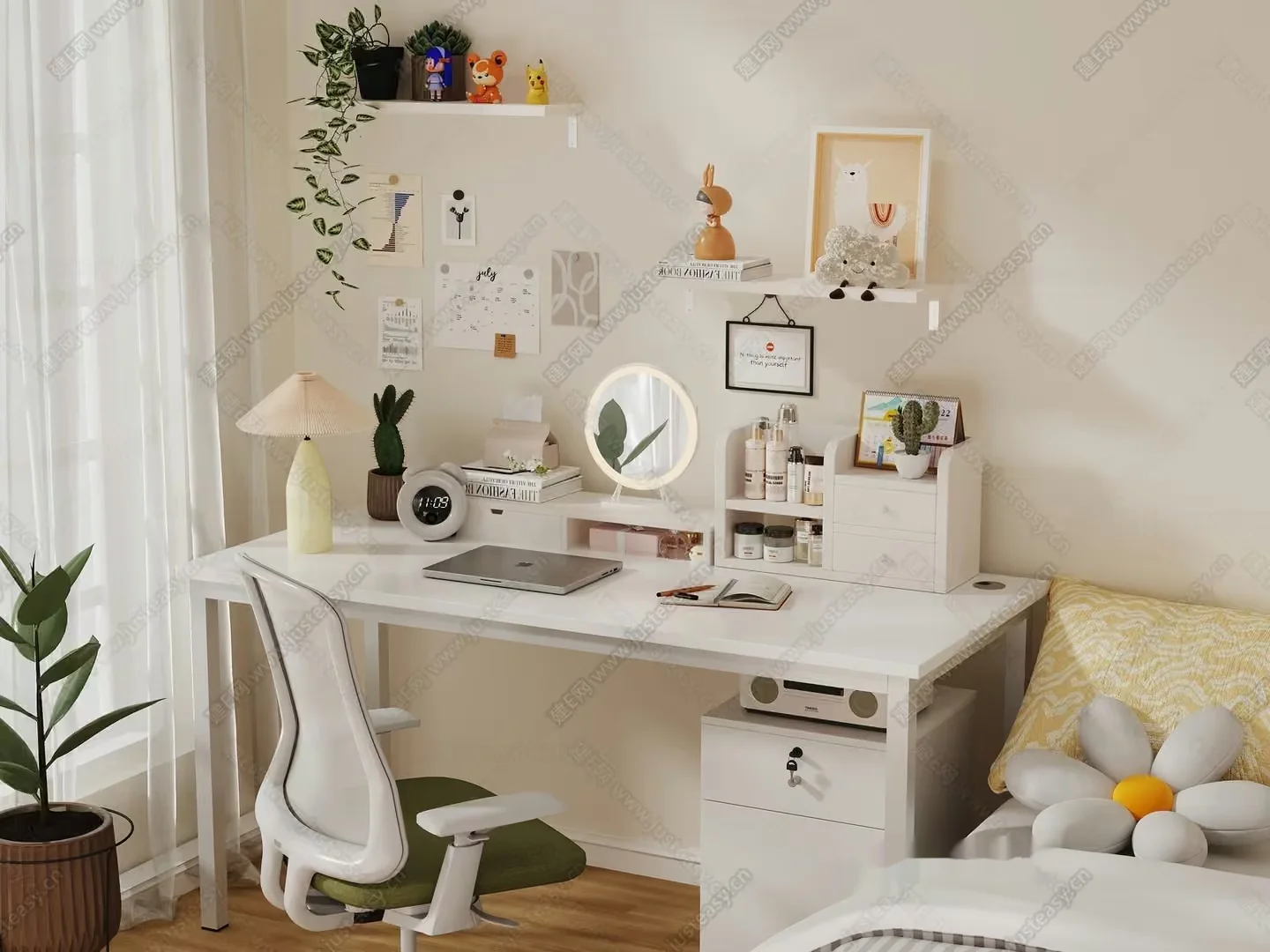 A White Desk 3D Model – 11330 – CORONA Render