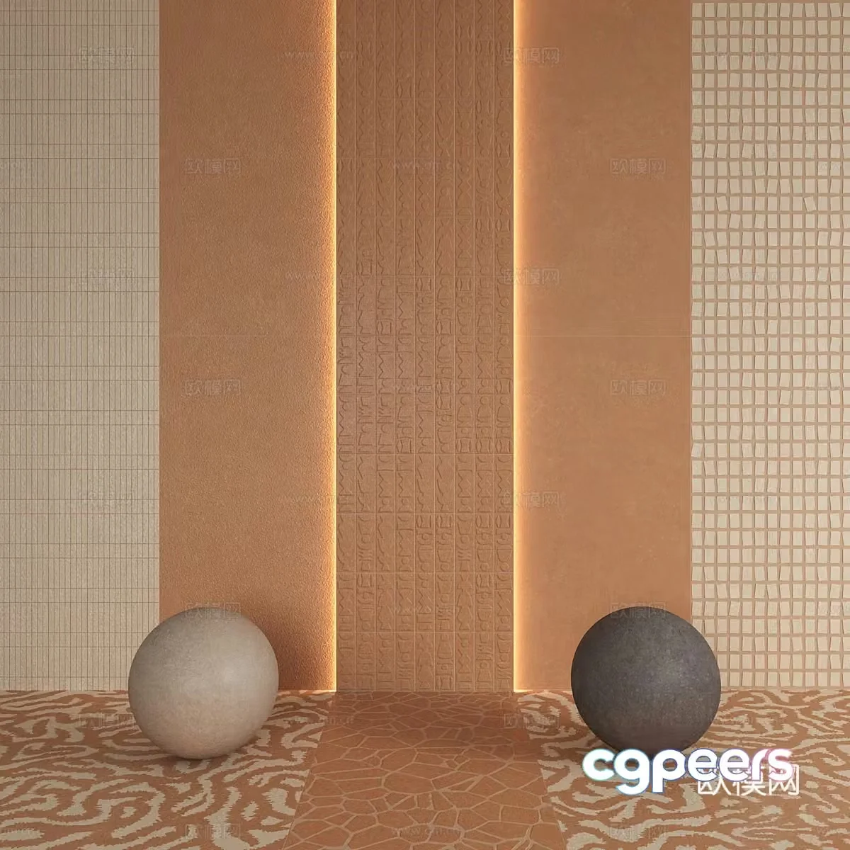 New Chinese style light luxury cement brick antique brick flower tiles 3D model