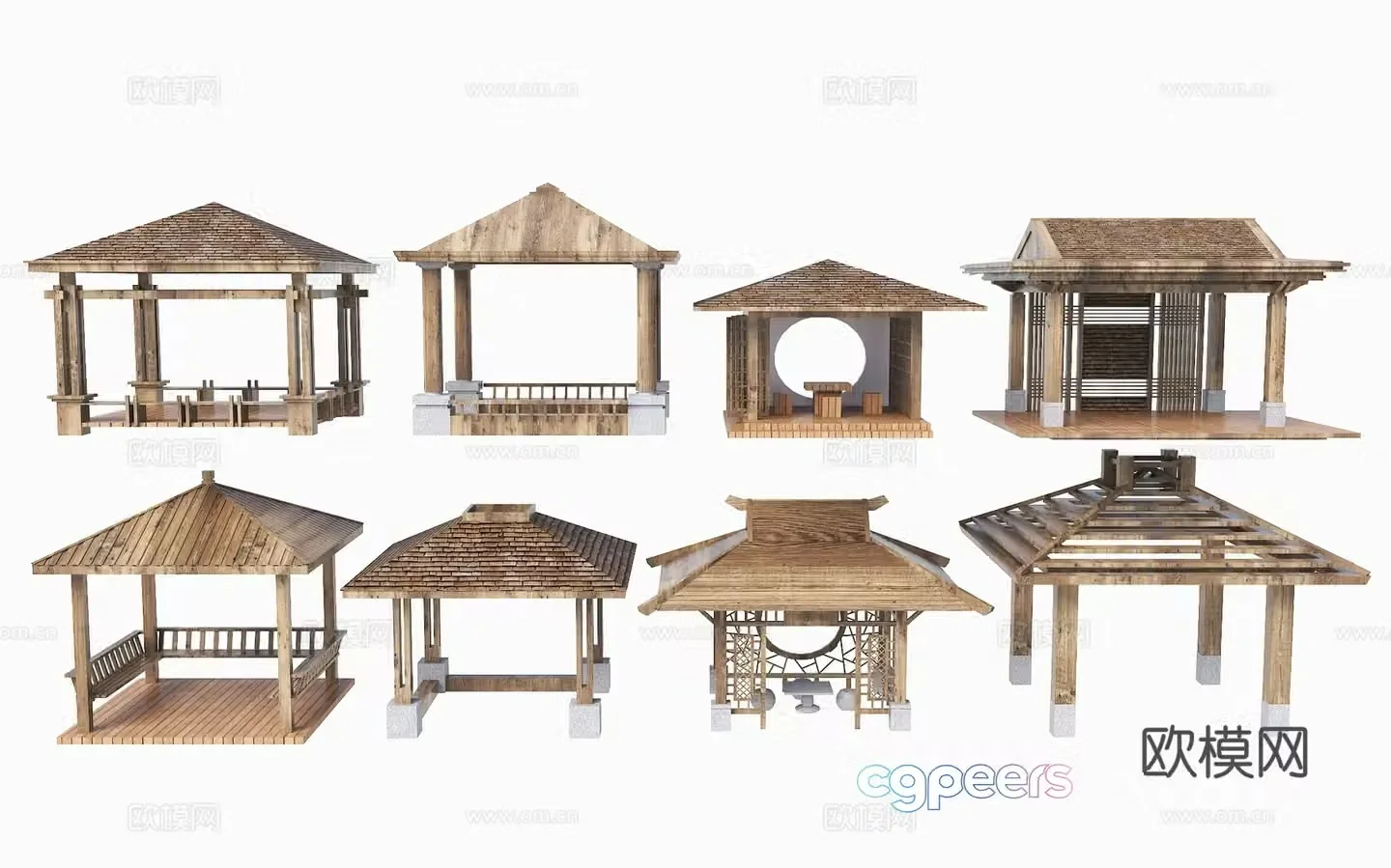 New Chinese style pavilion Chinese style pavilion pavilion rest pavilion four corner pavilion Chinese style wooden pavilion four corner 3D model