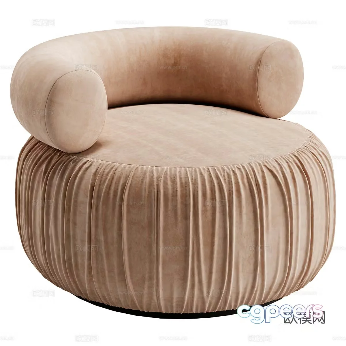 Modern Italian cream style round fabric sofa chair 3d model