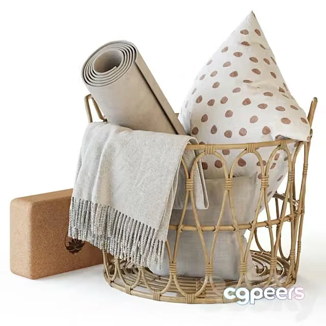 3ds Max Free – Wicker Basket with Yoga Accessories