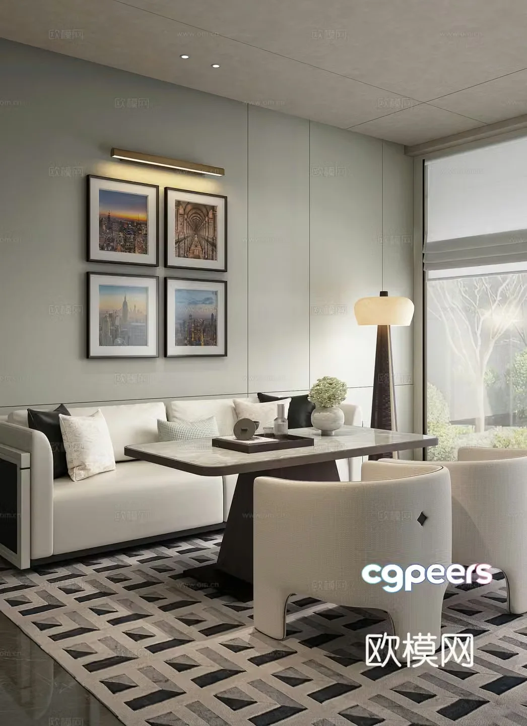 Modern sales office negotiation area rest area 3D model