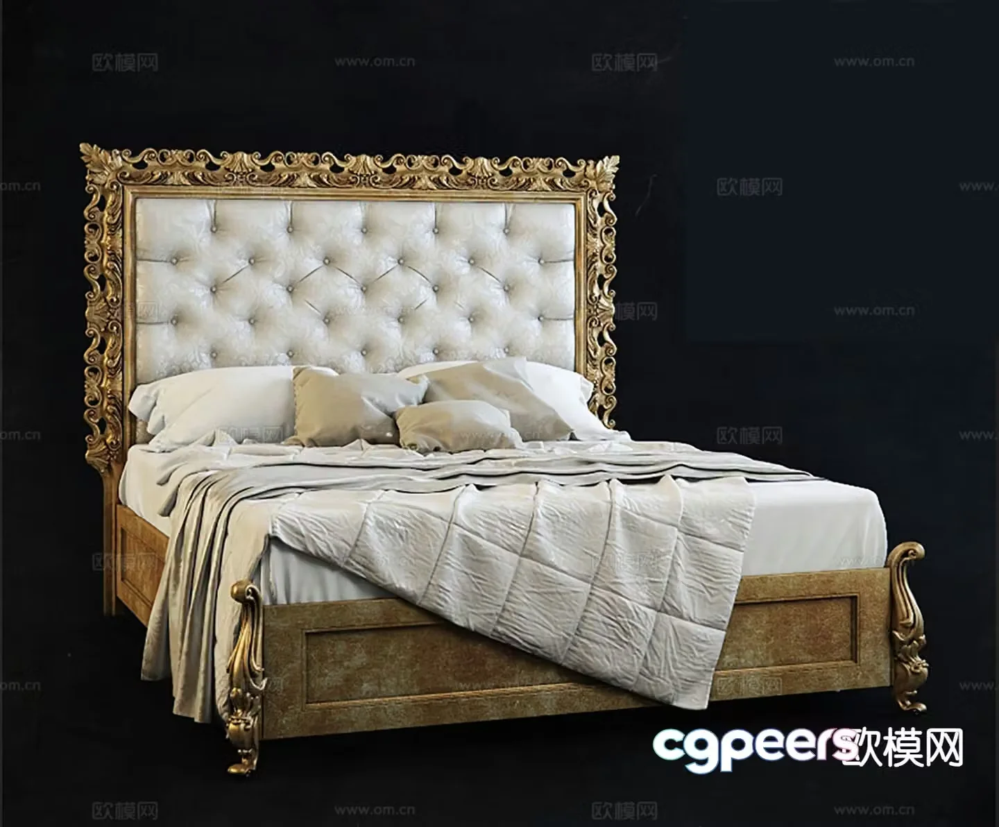 European double bed 3d model