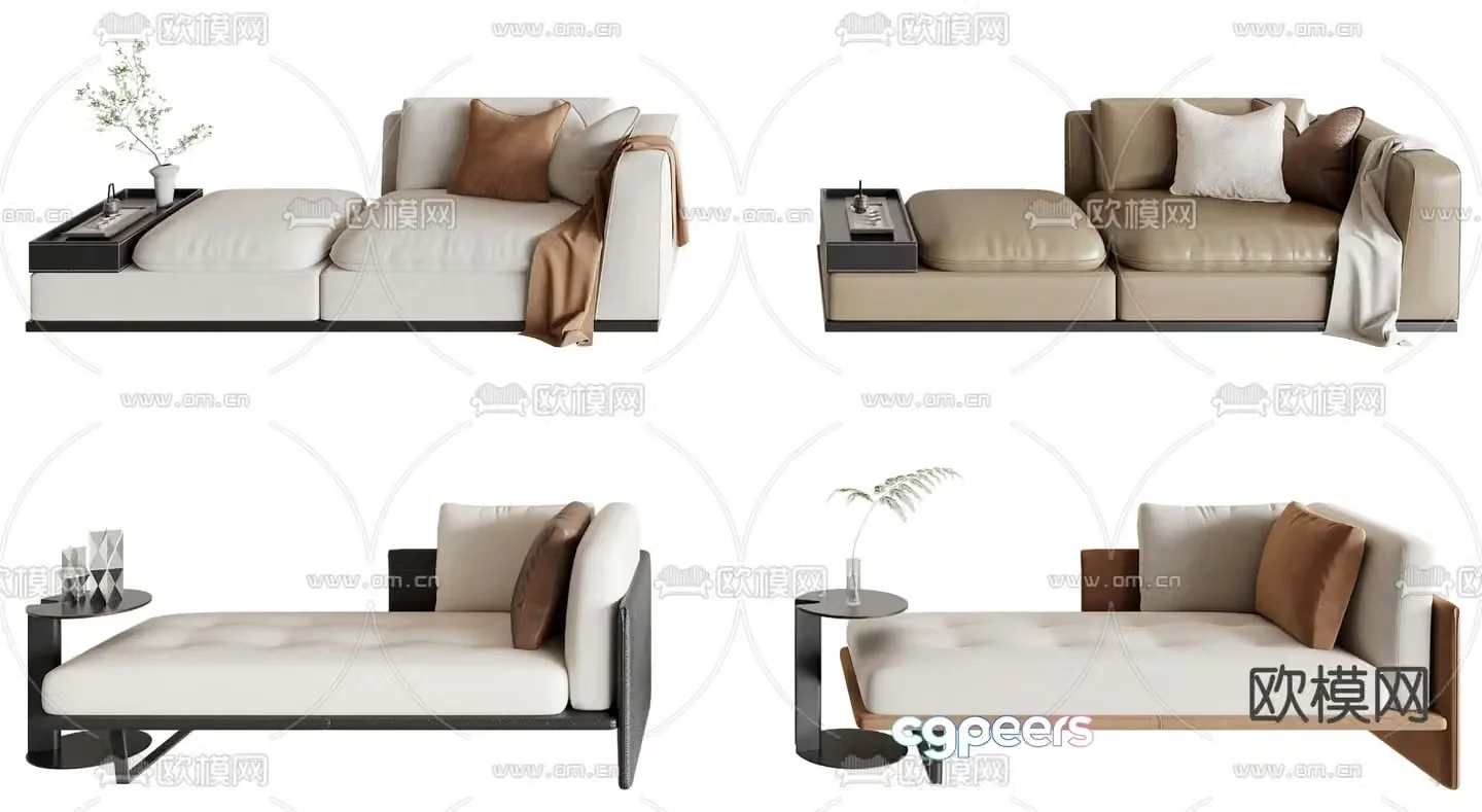 Chaise longue beauty couch bedside stool 3d model