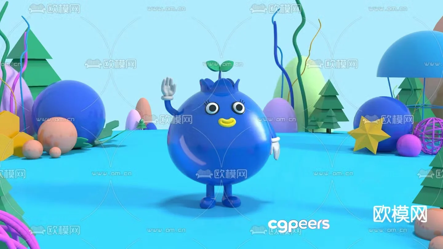 Modern blueberry cartoon character toy 3d model