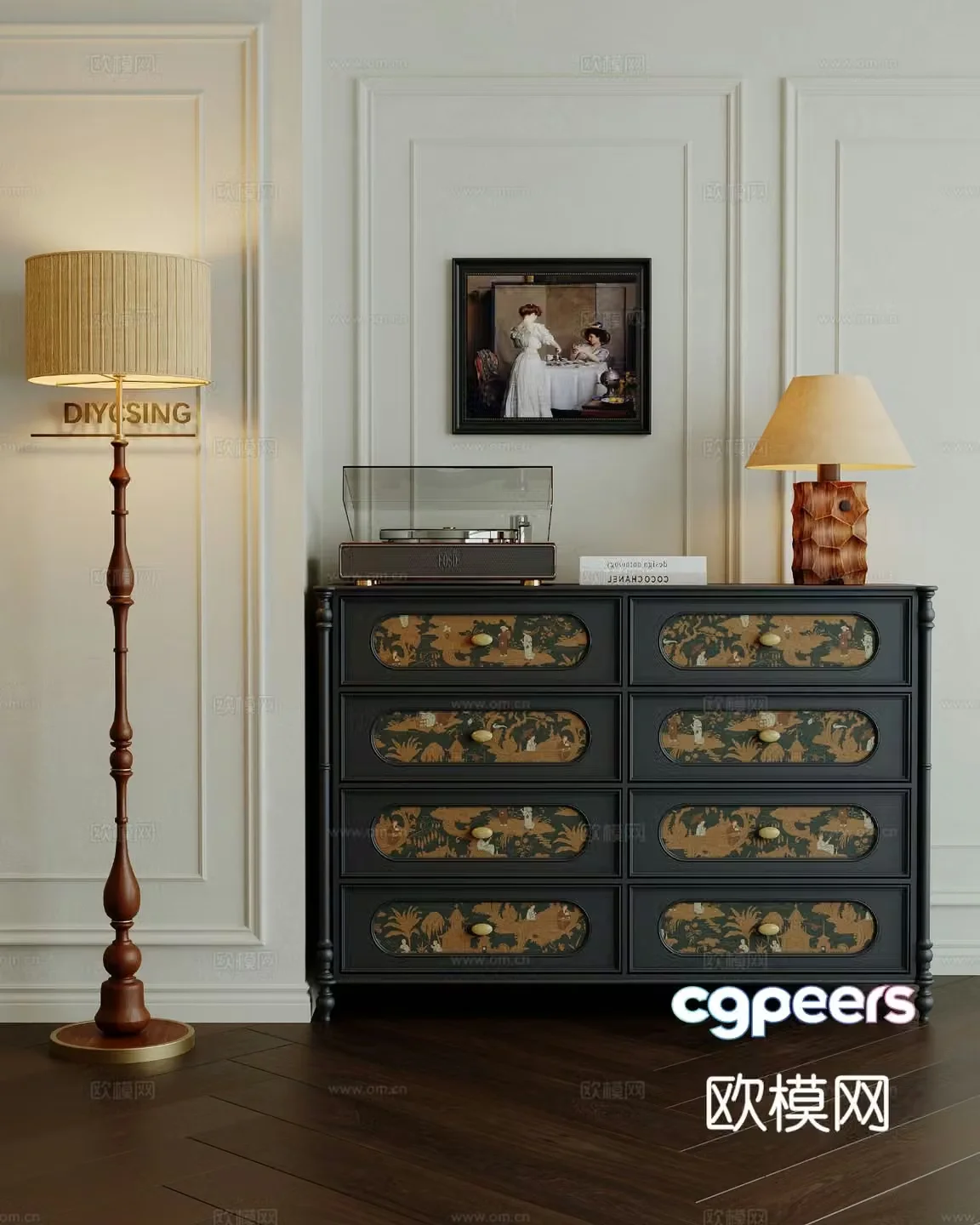 Medieval style chest of drawers 3D model