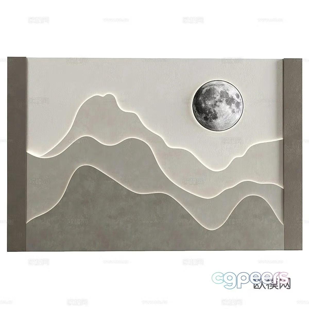 New Chinese style background wall image wall 3D model