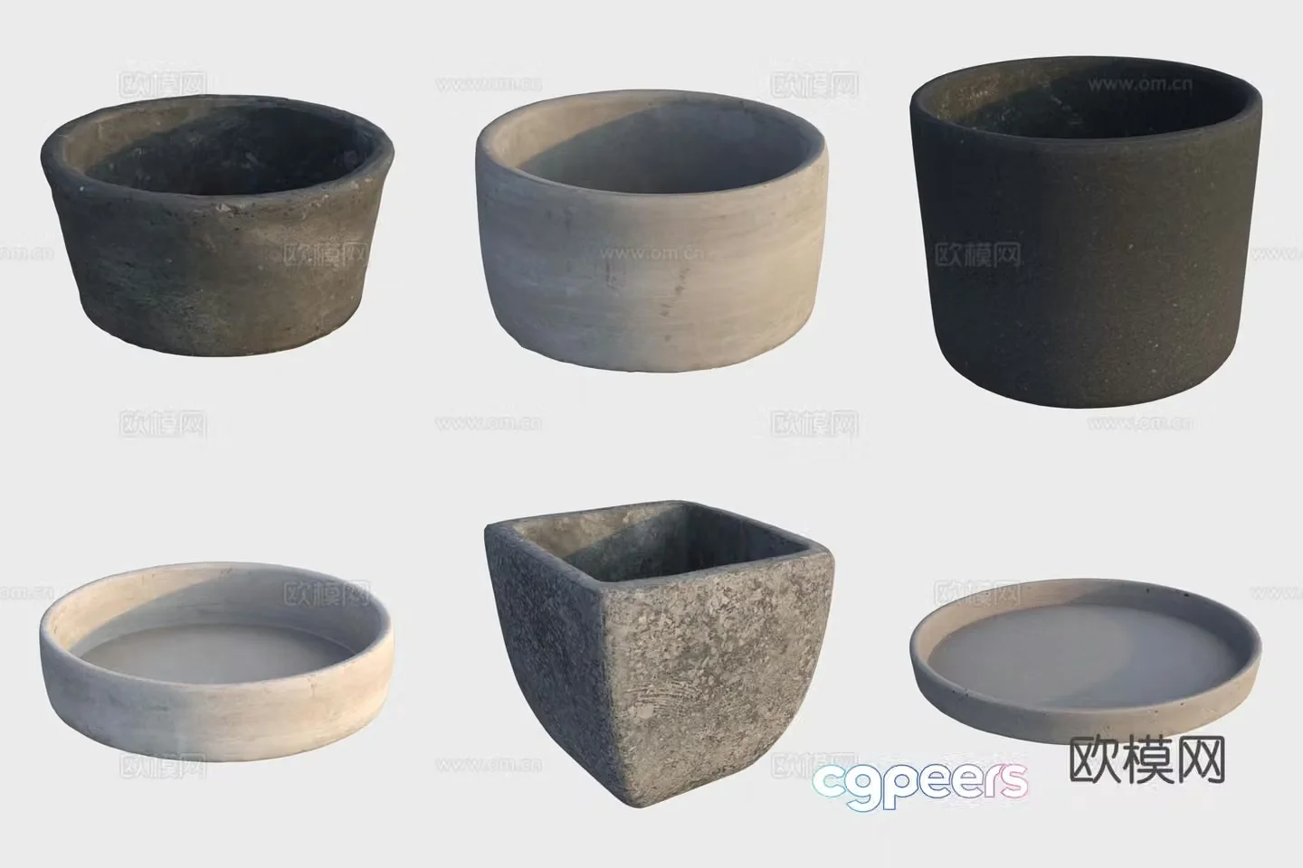 Ancient pottery pottery tea set 3D model