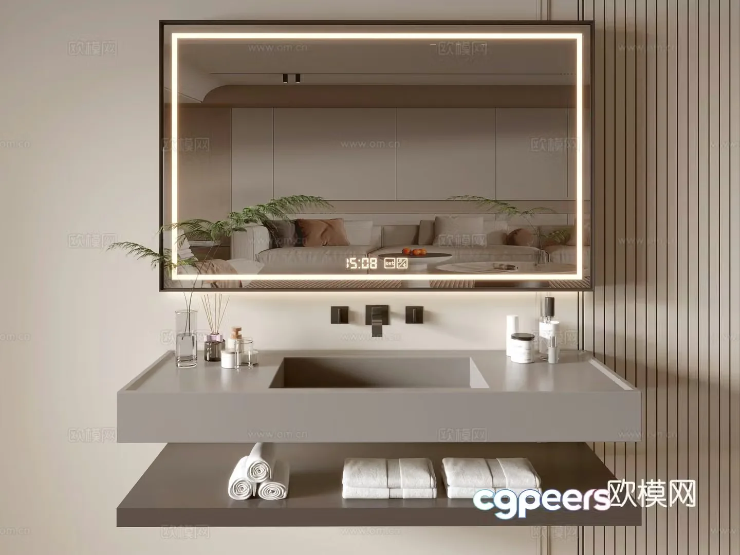 Modern bathroom cabinet bathroom basin bathroom ornaments mirror cabinet sink 3d model