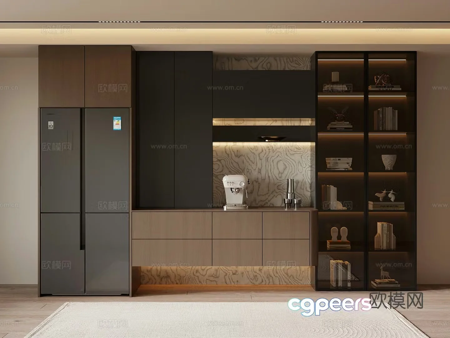 Italian minimalist wine cabinet sideboard 3D model