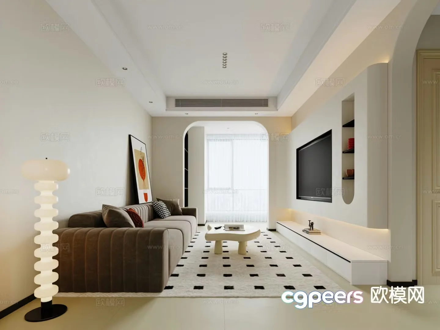 Modern minimalist guest restaurant 3D model