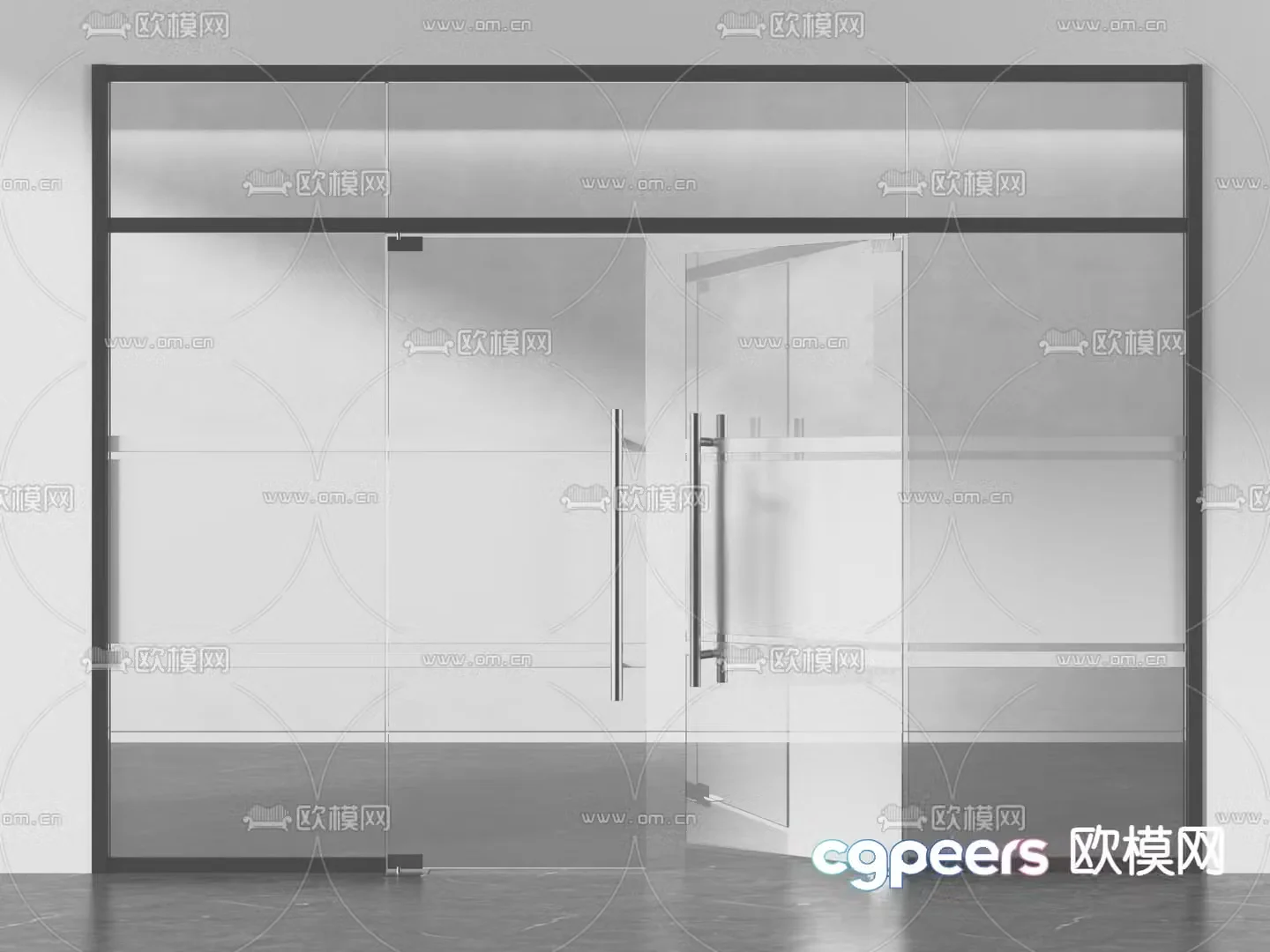 Office glass door high compartment 3d model