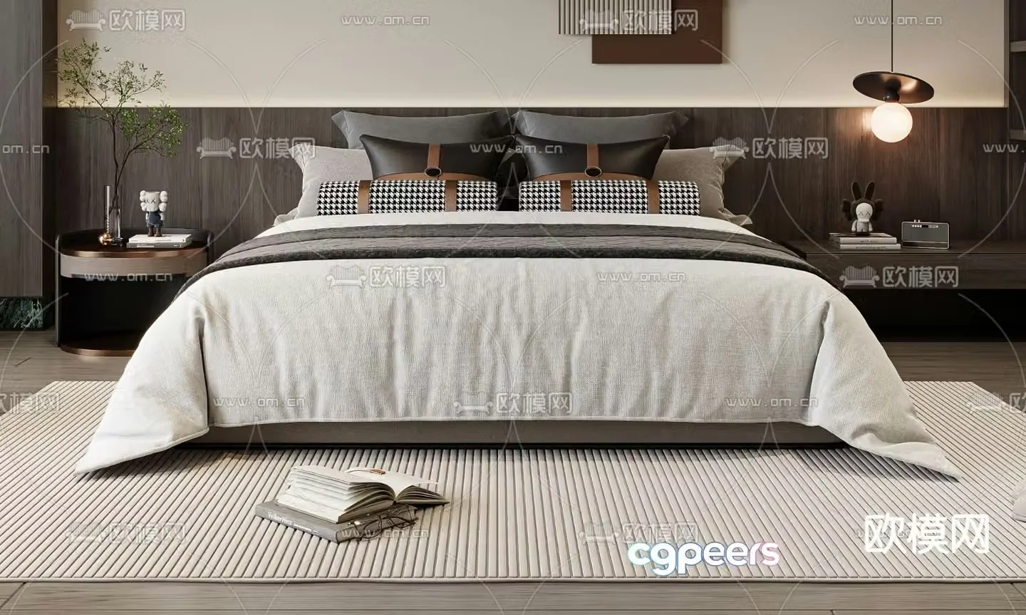 Modern double bed 3d model
