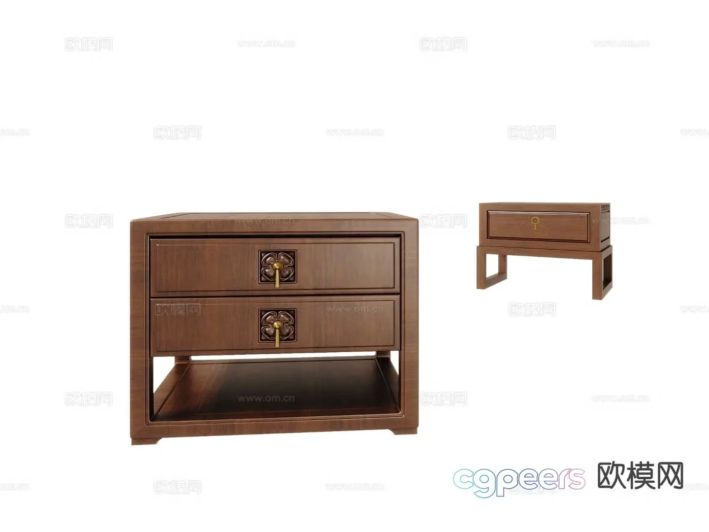 Chinese mahogany bedside table 3d model