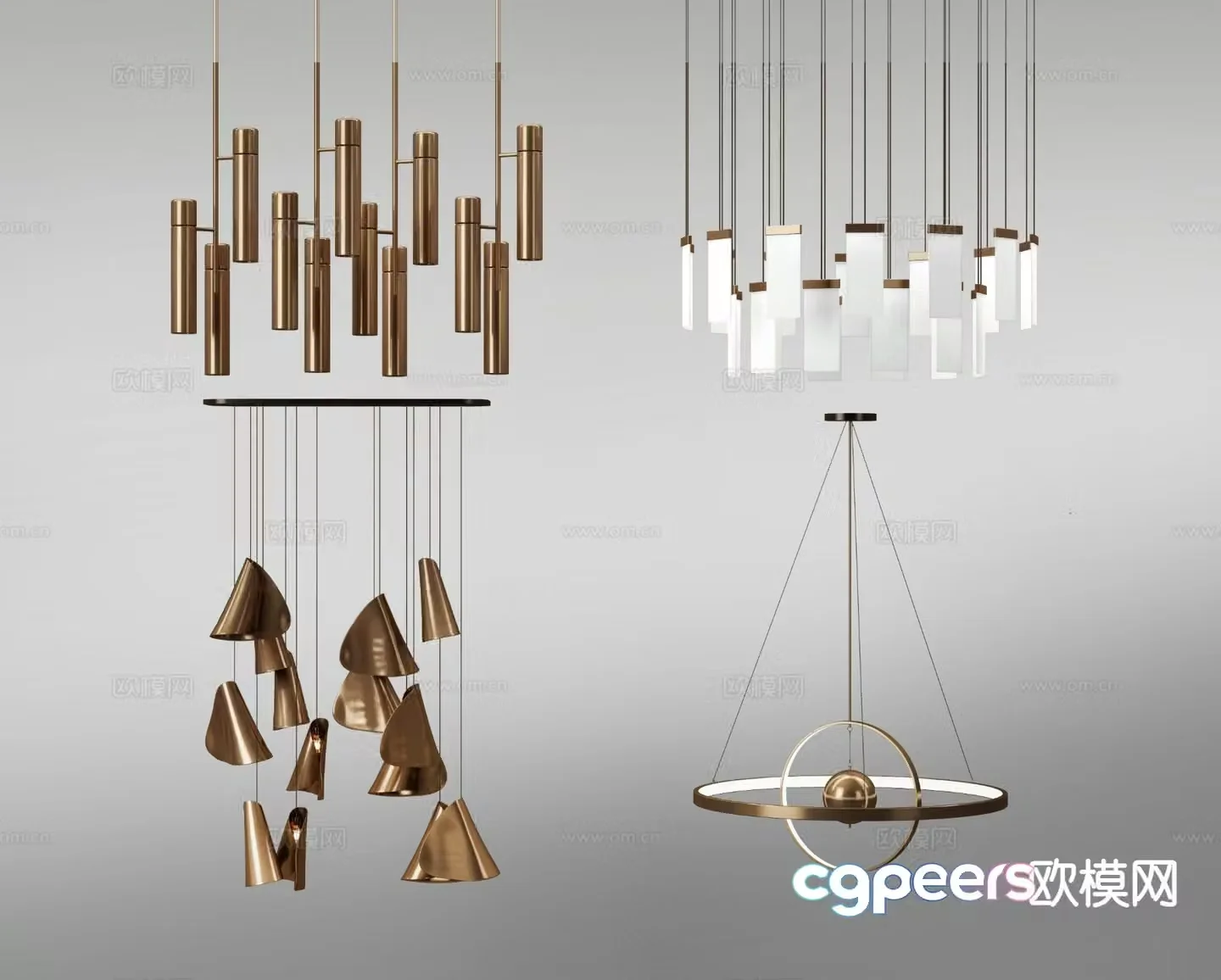Nordic metal chandelier installed chandelier 3d model