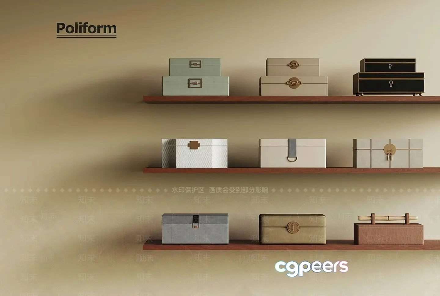 Wooden Storage Boxes 3D Model – 8871 – VRAY Render