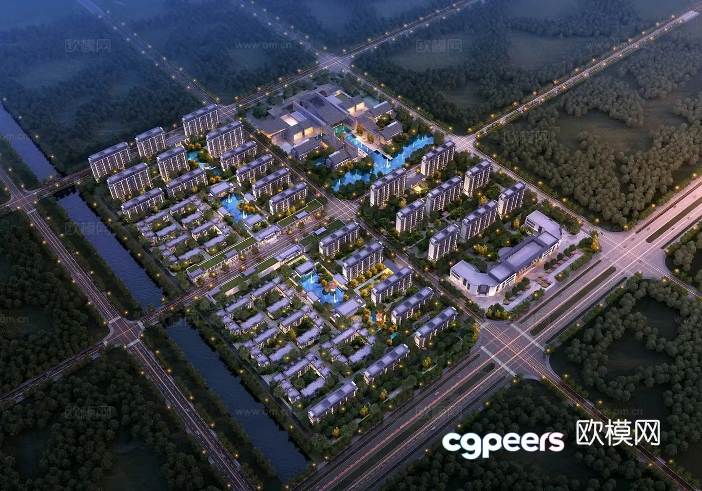 New Chinese style residential area aerial view 3D model