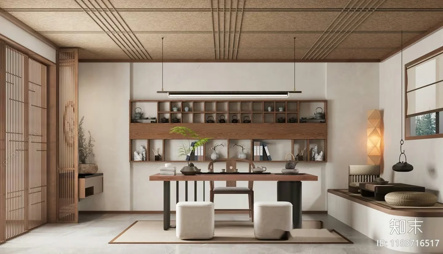 Modern Japanese-Inspired Office 3D Model – 23034 – CORONA Render