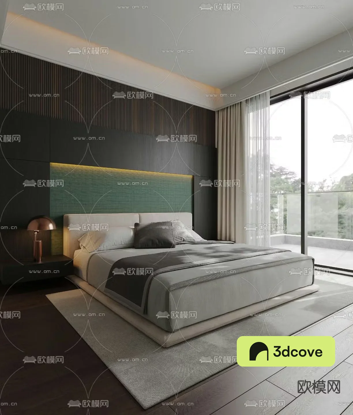 Minimalist double bed fabric bed