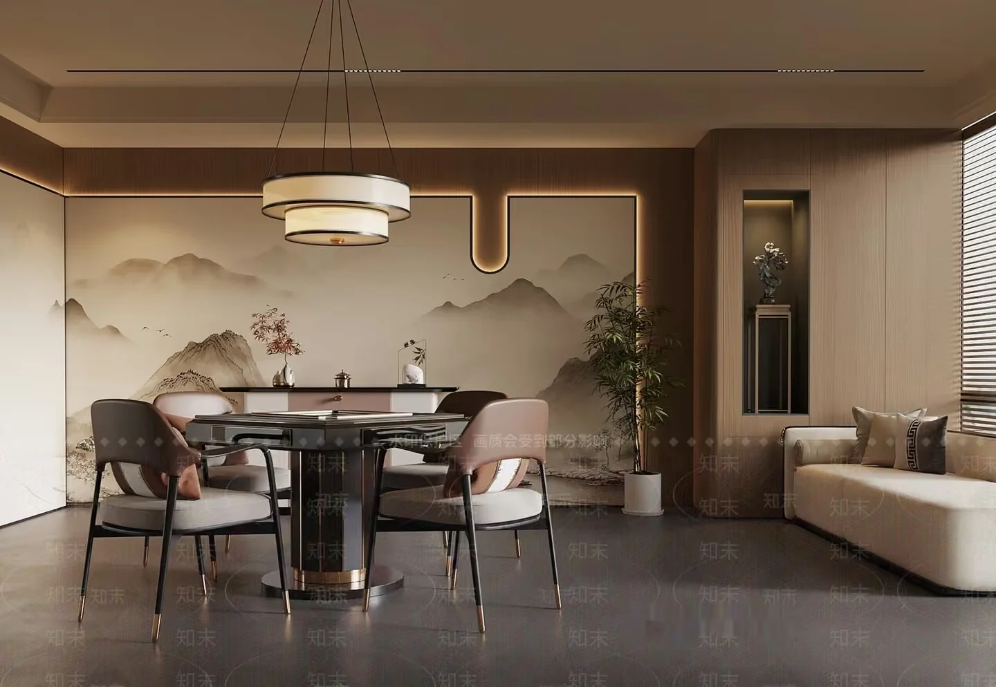 A Modern Dining Room 3D Model – 1326 – VRAY Render