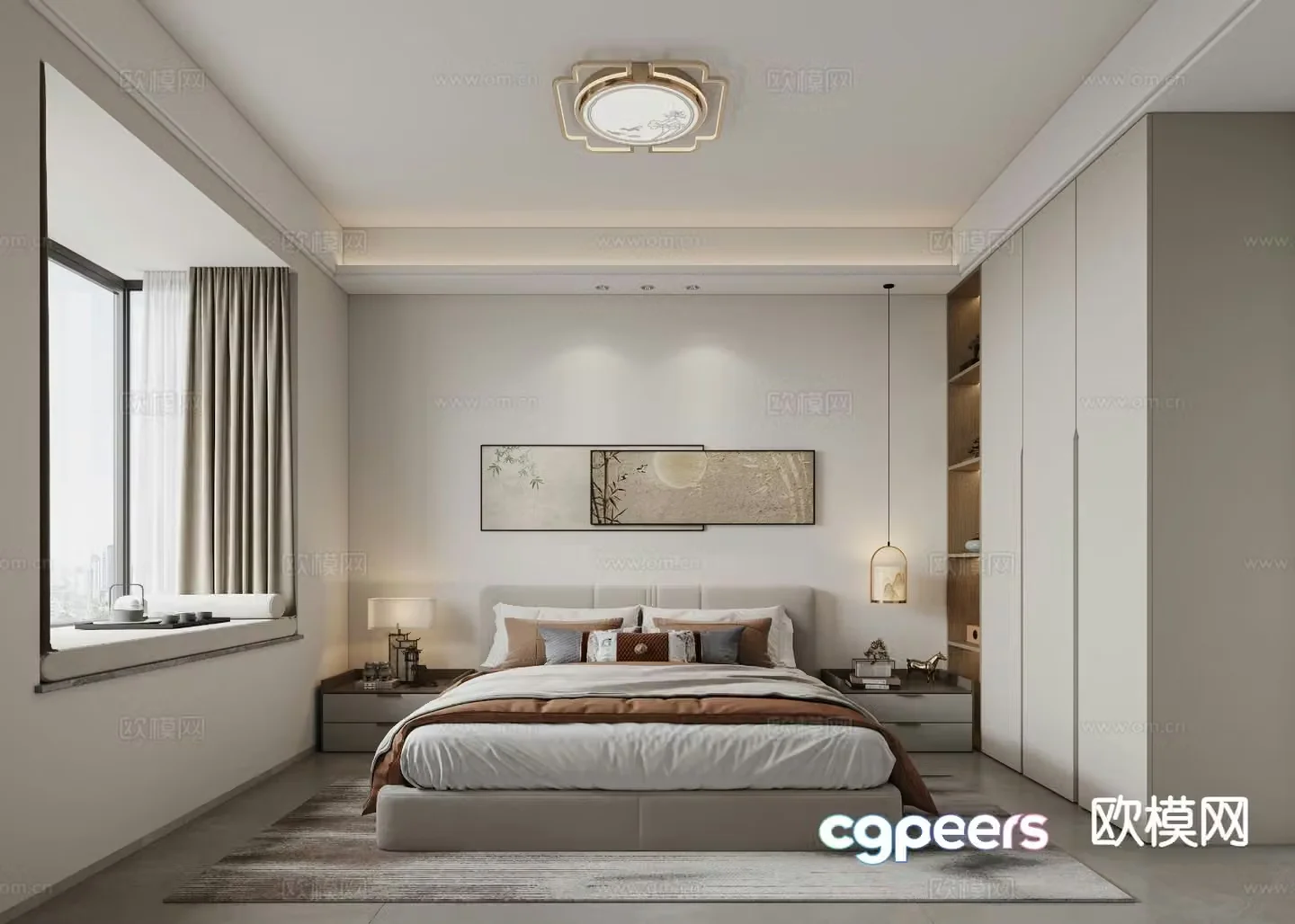 New Chinese style bedroom master bedroom 3d model