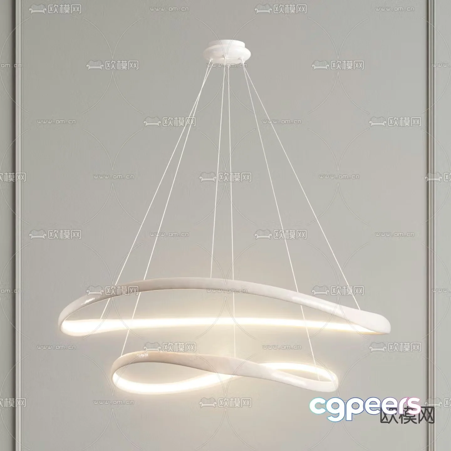 Cream style chandelier art chandelier 3d model