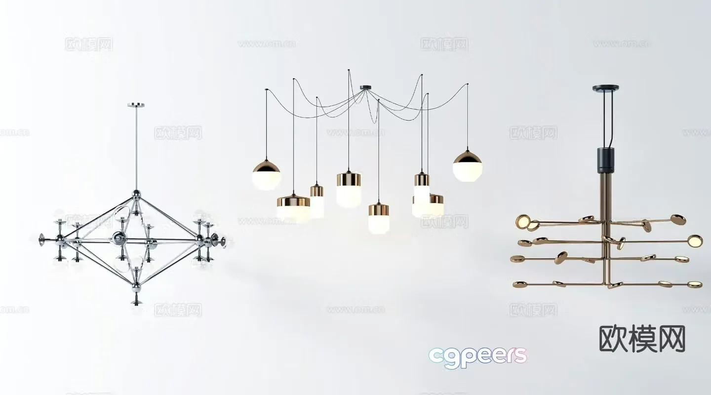 Modern glass chandelier multi-head chandelier 3d model