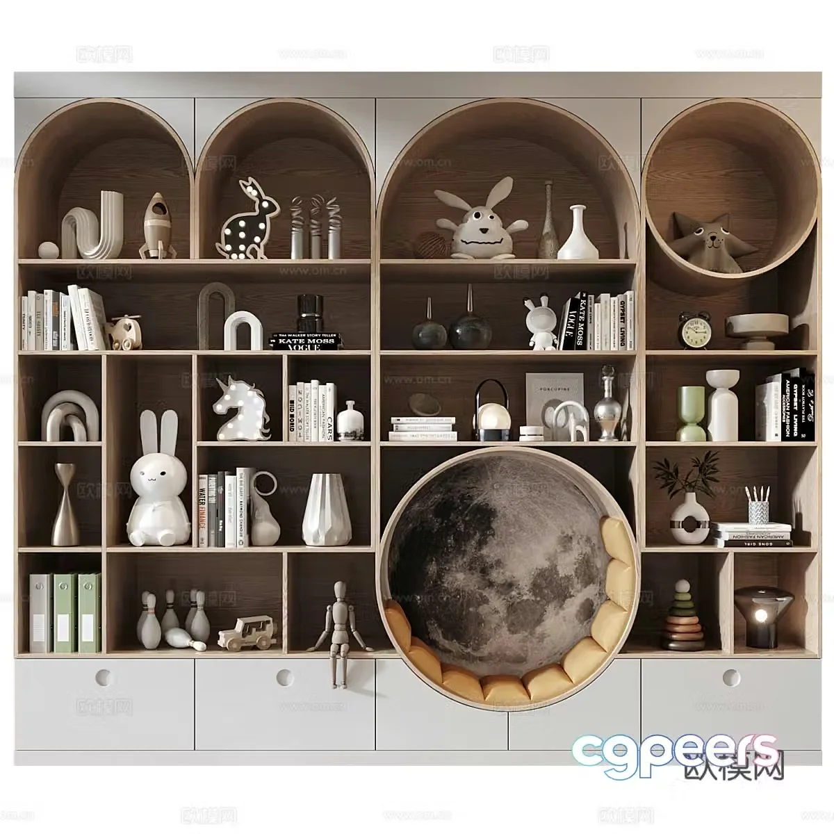 Modern children’s bookcase 3d model