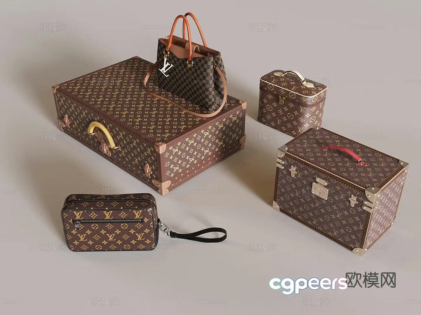 LV bag suitcase LV handbag storage box 3D model