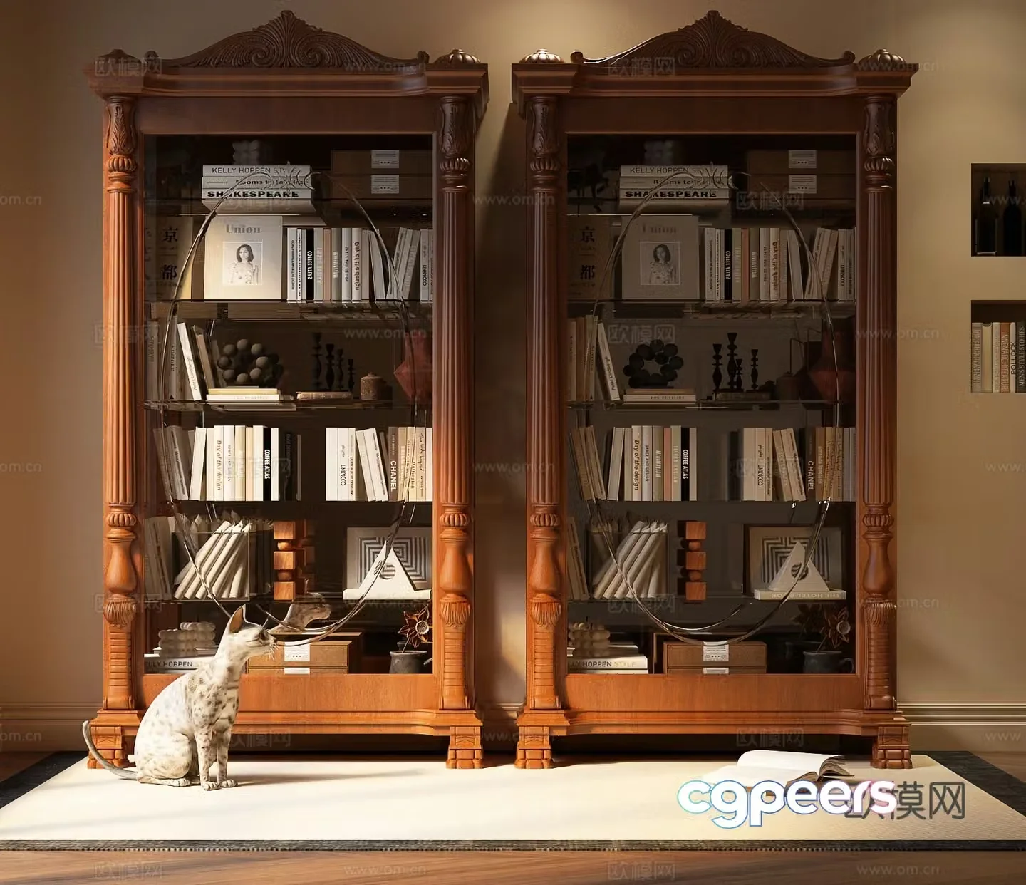 American bookcase bookshelf 3d model