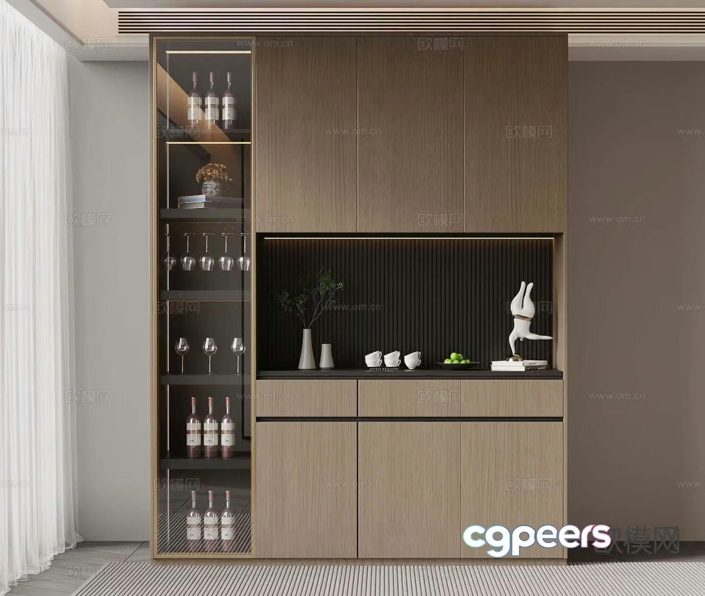 Italian wine cabinet sideboard 3d model