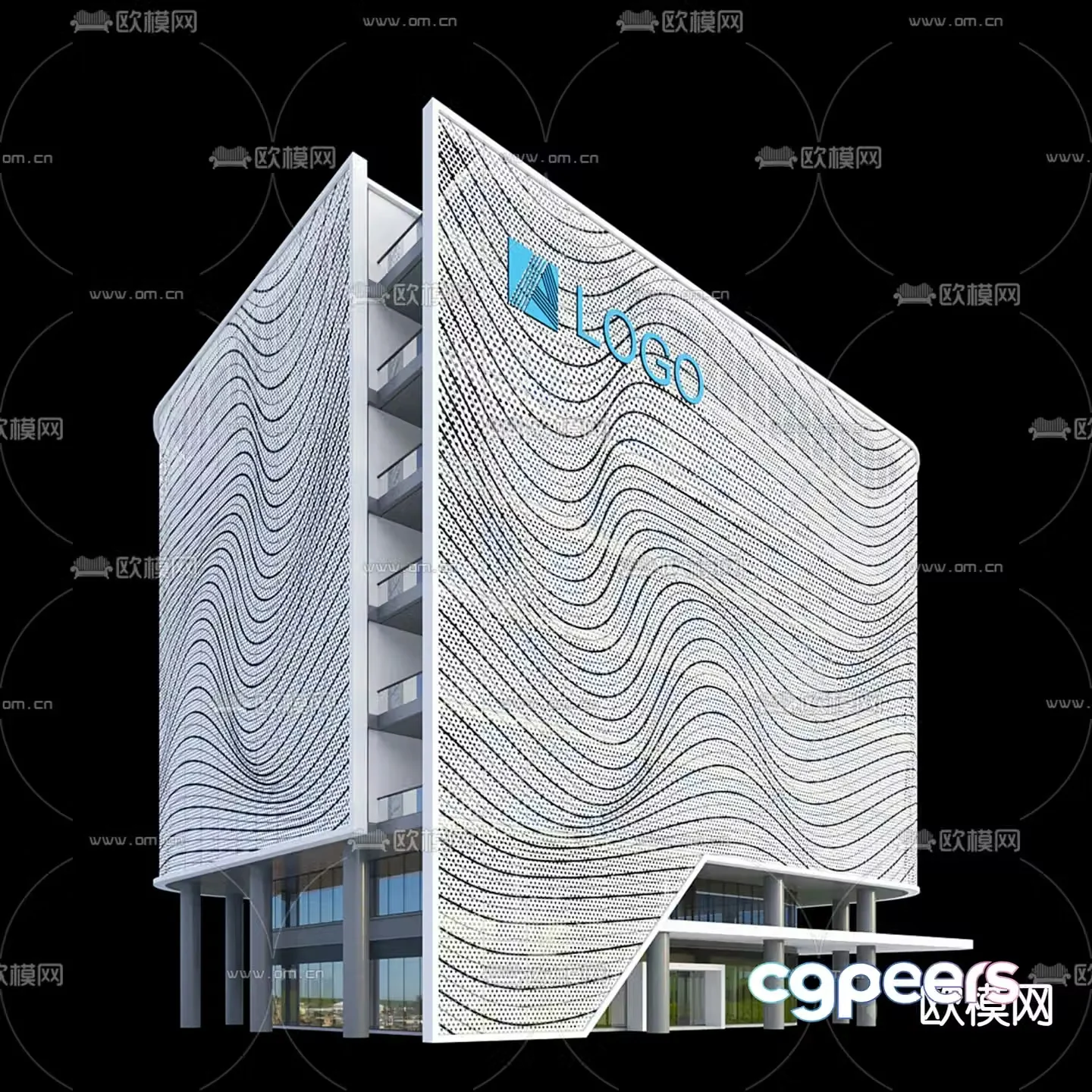 Modern office building 3d model