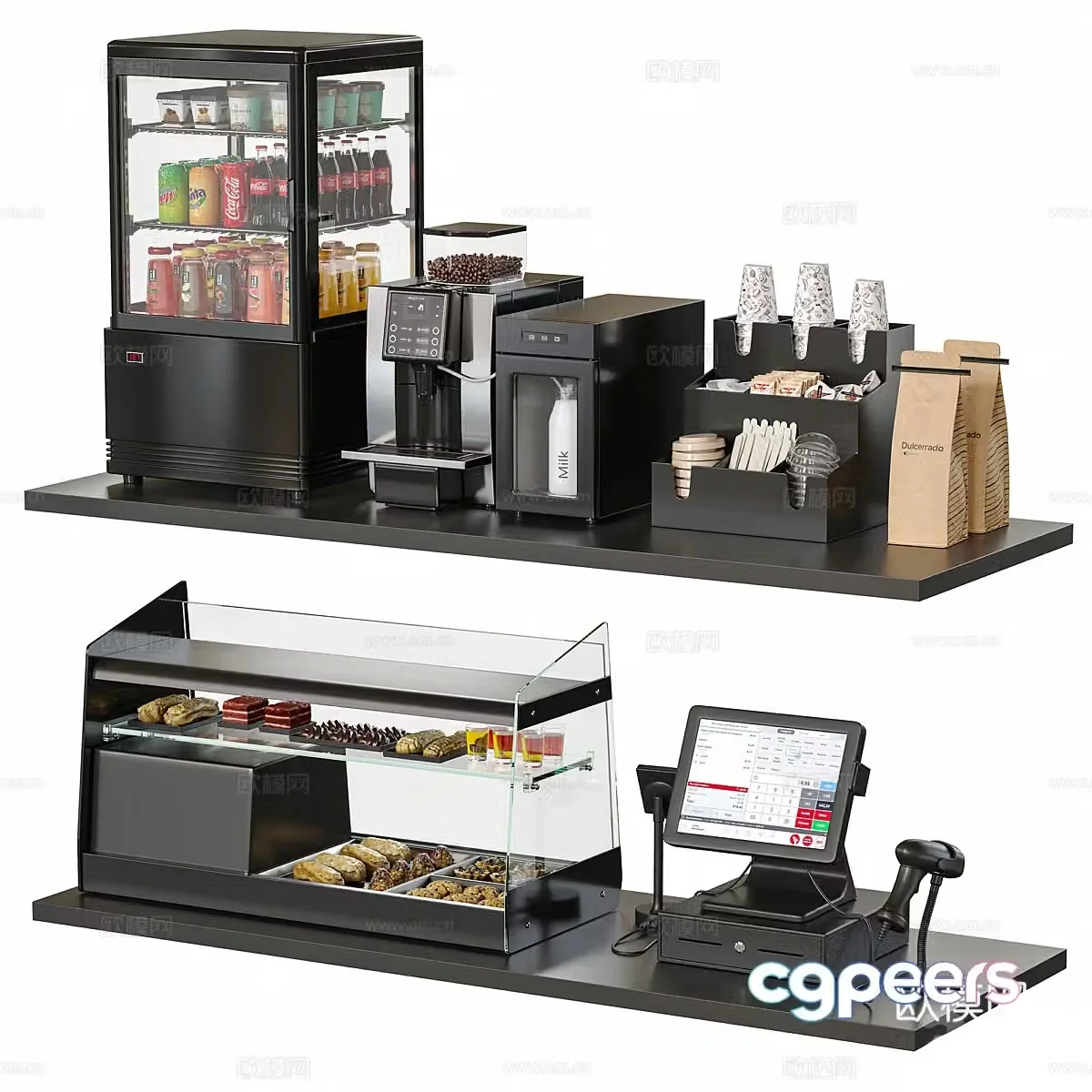Modern cafe equipment 3d model
