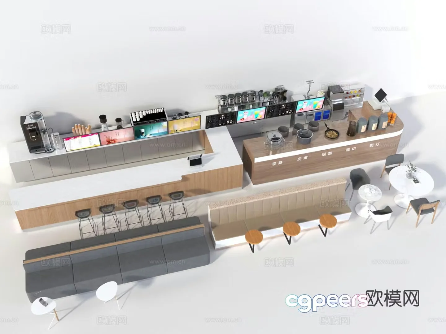 Milk tea shop operation table workbench 3d model