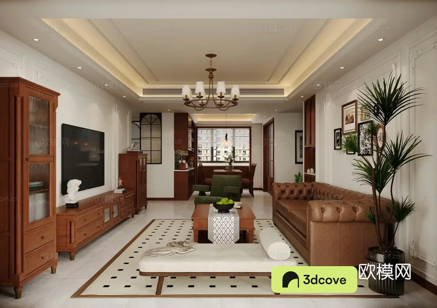 American retro living and dining room