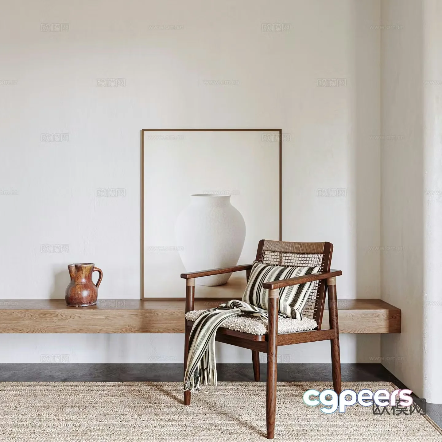 Wabi-sabi style leisure chair 3d model