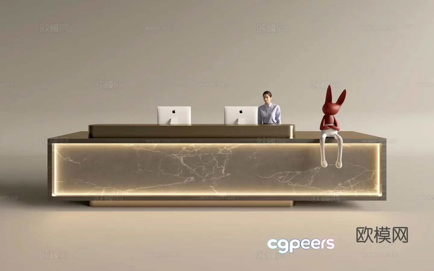 Modern company front desk reception area bar reception desk service desk 3d model