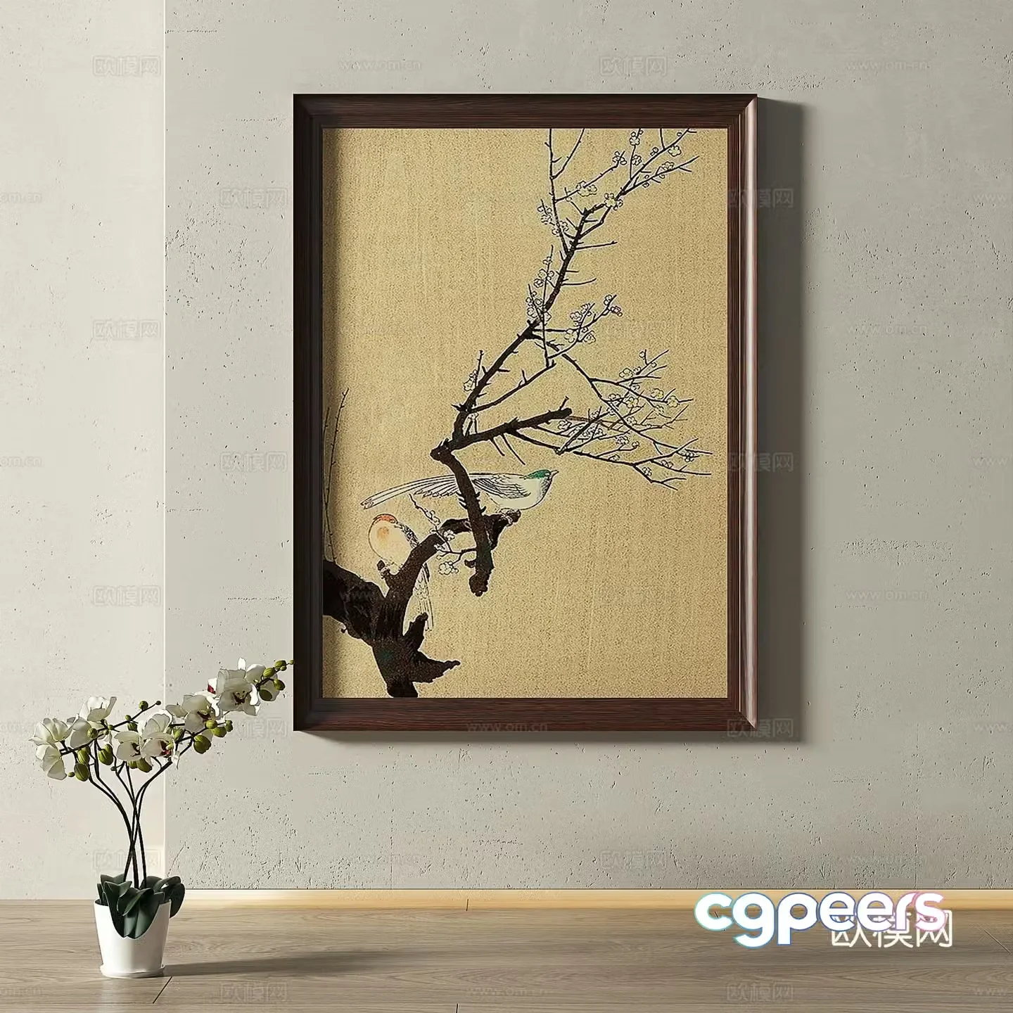 Retro medieval French modern light luxury simple decorative painting 3d model
