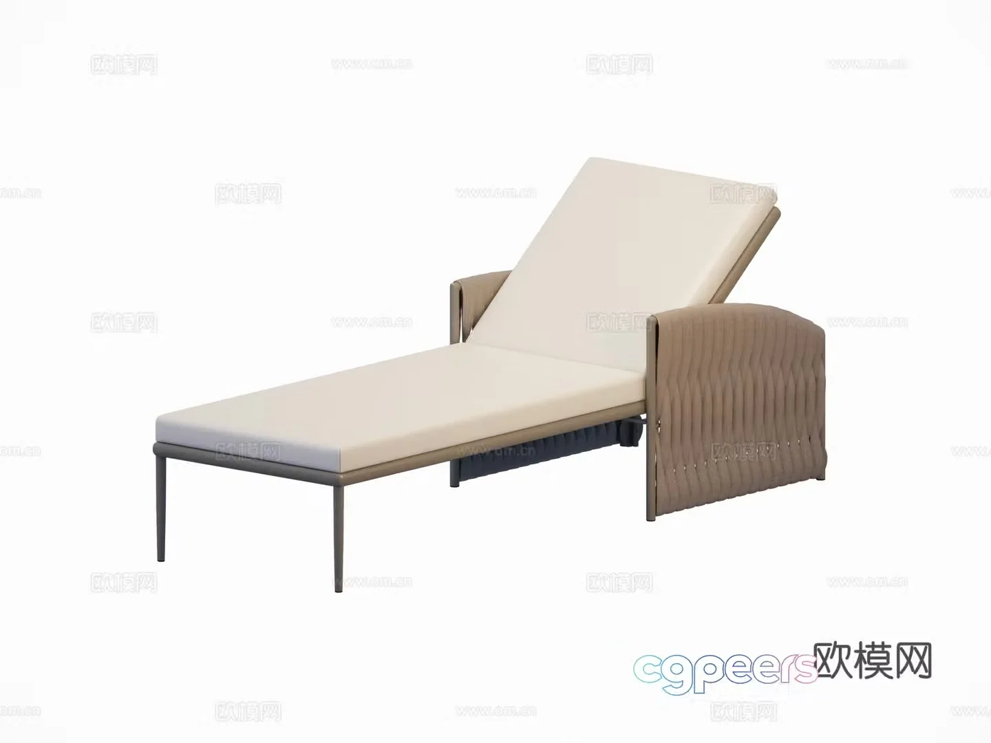 Modern French lounge chairs beach outdoor courtyard pool lounge chair single chair rope braided metal chair 3d model