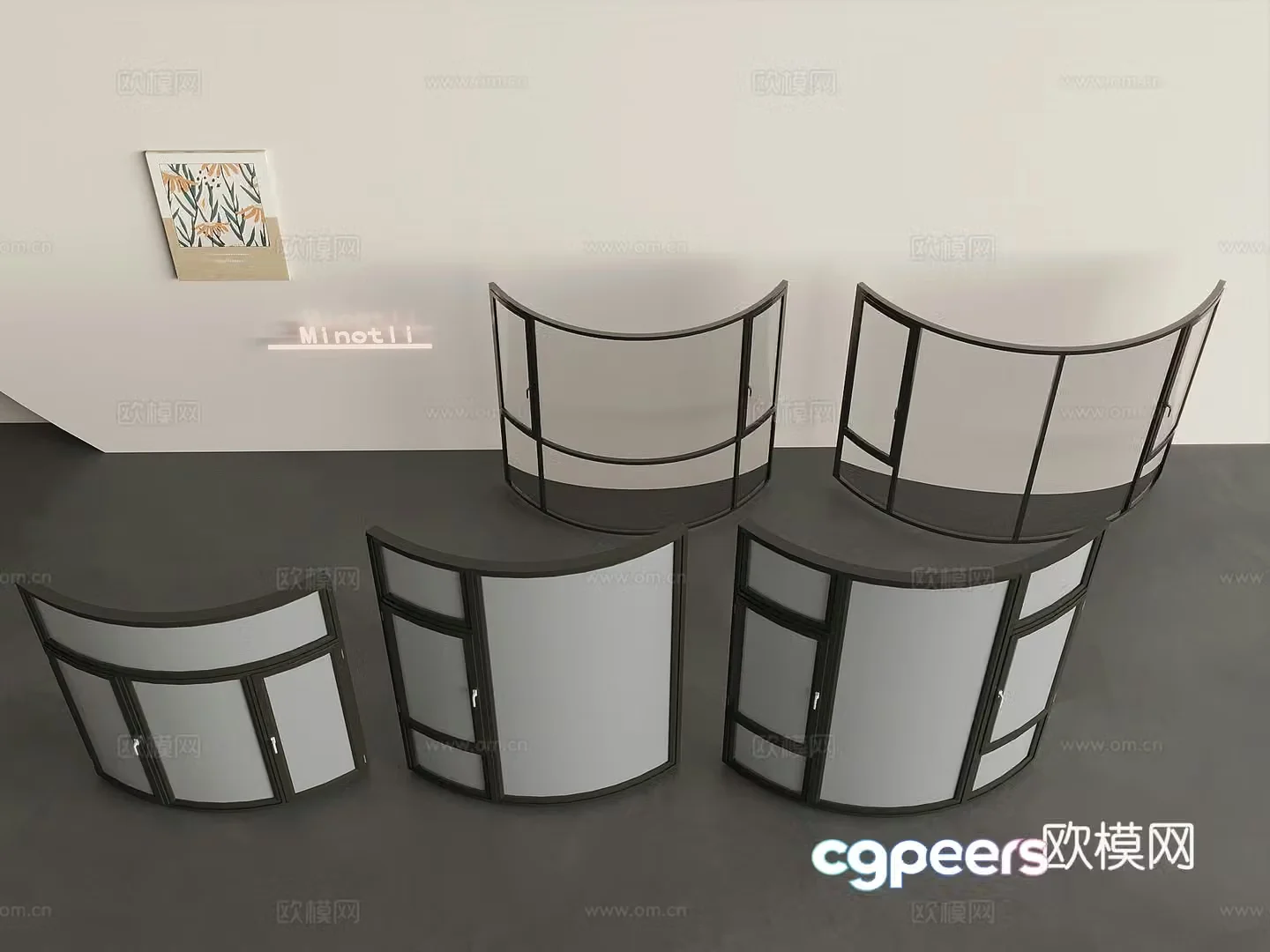 Window Curved Window Balcony Window 3D Model