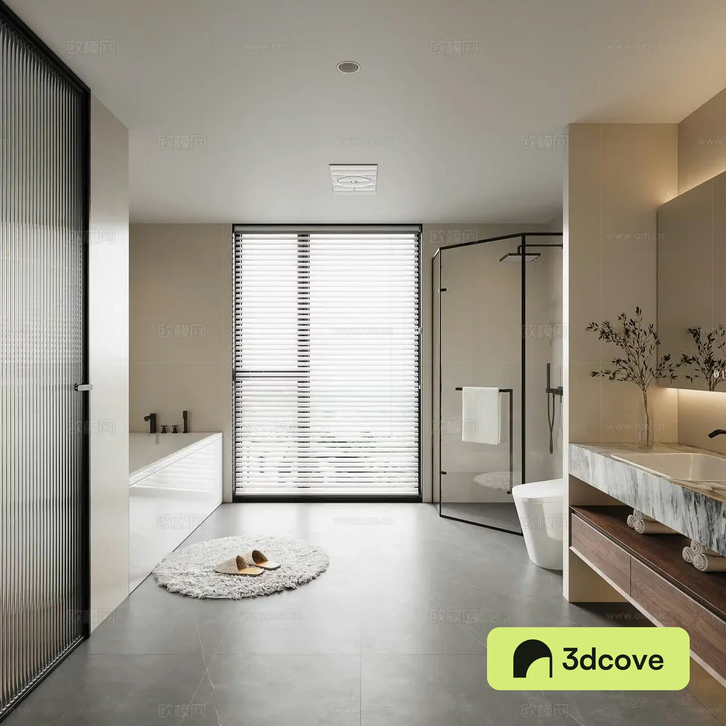 Modern bathroom Villa bathroom Bathtub Bathroom Heat Shower Room Partition