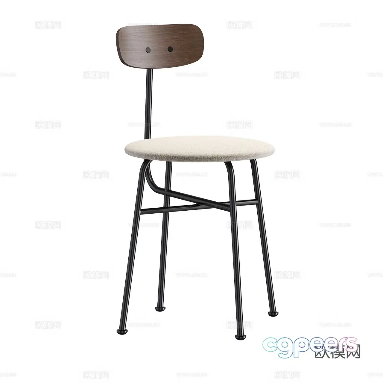 Audo Extremely Simple Chair Industrial Style Single Chair Nordic Single Chair Dining Chair Walnut Dining Chair 3D Model