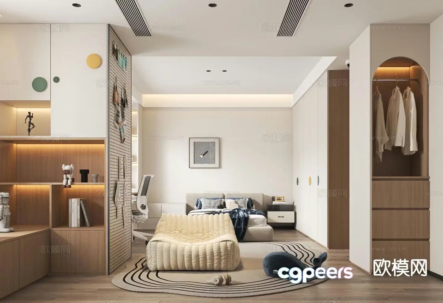 Modern bedroom second bedroom boy’s room 3d model