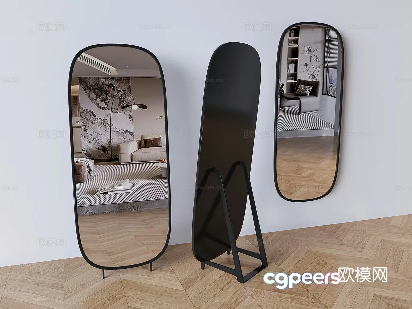 Mirror dressing mirror full body mirror floor-standing mirror decorative mirror 3D model