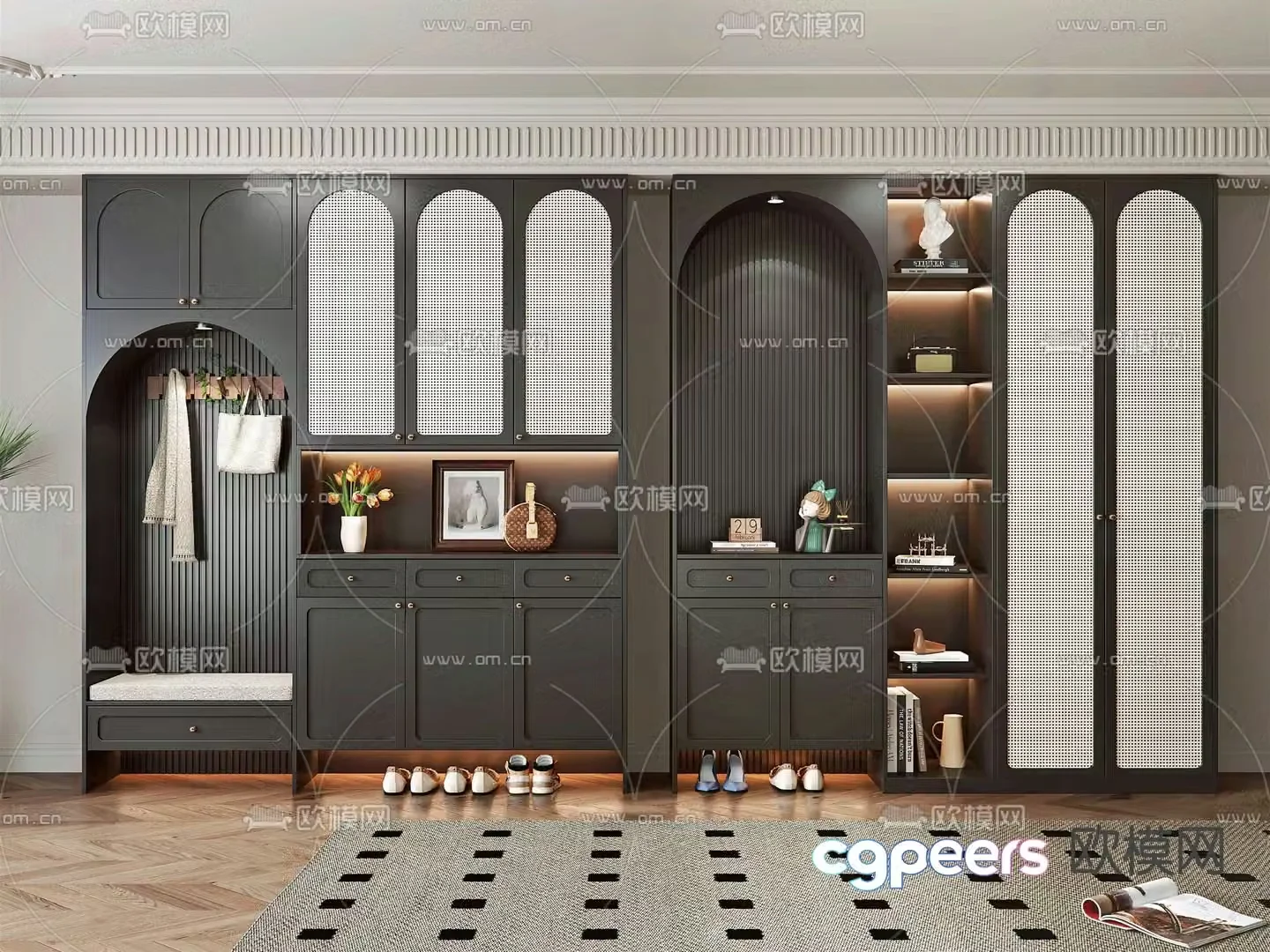 French entryway shoe cabinet 3d model