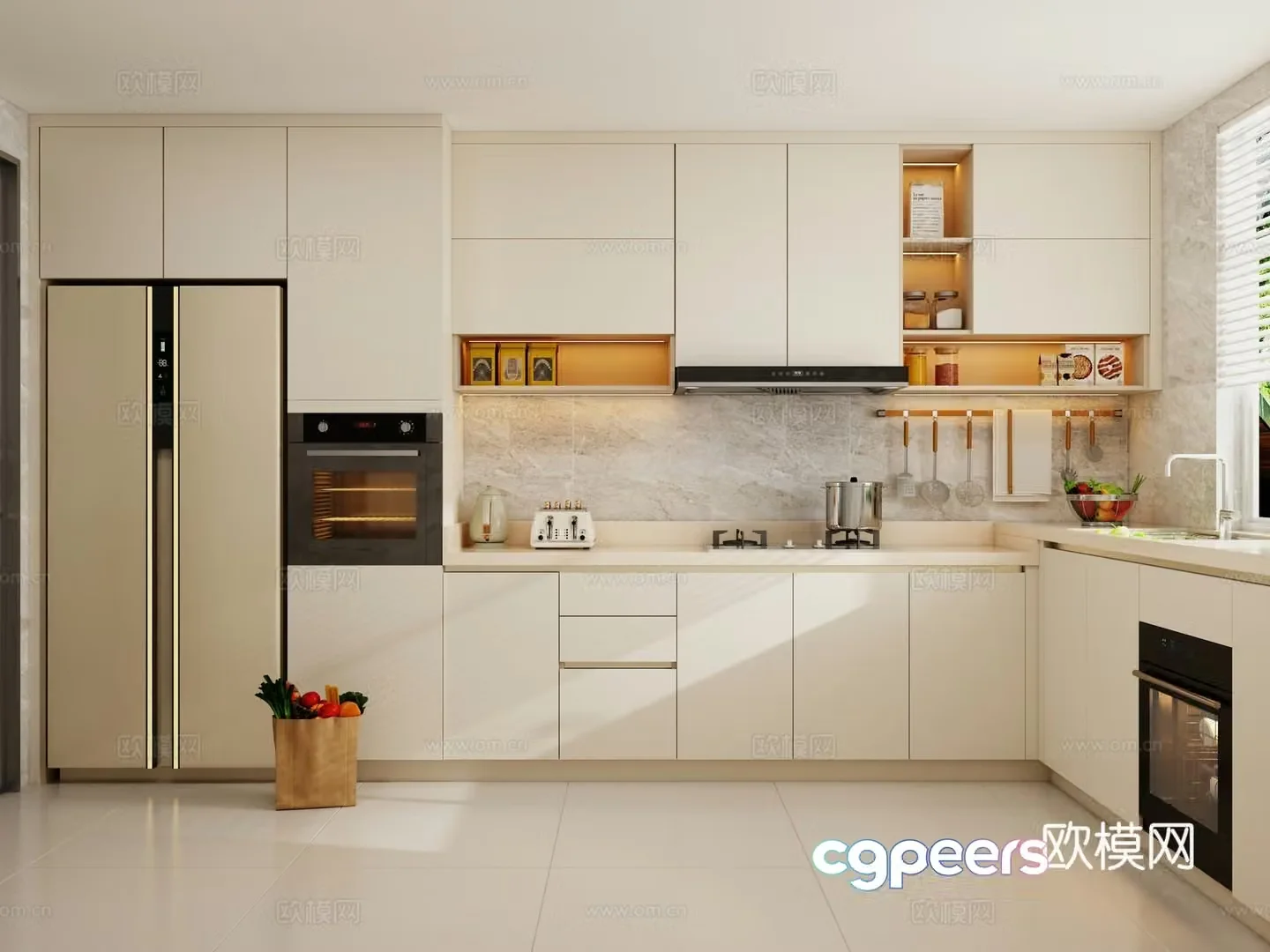 Cream style kitchen 3d model
