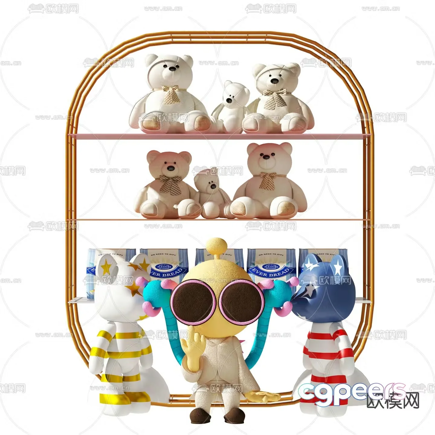 Modern bear plush toy 3d model