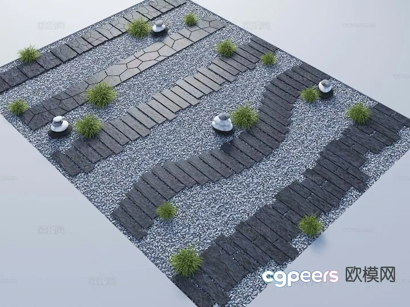 Tingbu sketch stone road bluestone 3D model